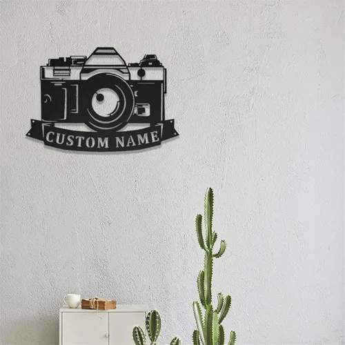 Vista 6 de Letrero de fotografía personalizado, decoración de estudio fotográfico, cámara personalizada, arte de pared de metal, fotógrafo, regalo