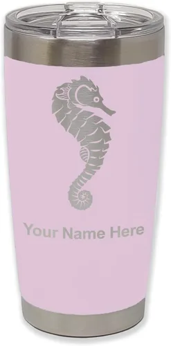 Vista 26 de LaserGram Vaso aislado al vacío de 20 onzas, caballito de mar, grabado personalizado incluido (negro)