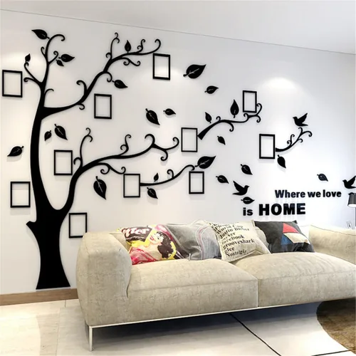 Vista 20 de Calcomanías de pared de árbol 3D - DIY, calcomanías de marcos de fotos y árbol de pared, marcos para fotos familiares, murales con calcomanías