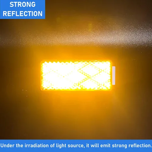 Vista 2 de Reflector de seguridad rectangular autoadhesivo de 2.57 x 1.18 pulgadas, impermeable, para remolque de buzón de entrada (2 unidades, naranja)