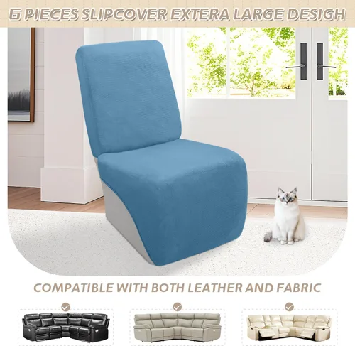 Vista 35 de Arfntevss Fundas de sofá seccional reclinable de terciopelo, Funda de sofá seccional de esquina para sofá reclinable, Funda elástica suave