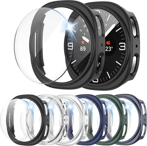 Vista 7 de Paquete de 6 + 6 fundas protectoras de pantalla para Samsung Galaxy FE/Galaxy Watch 5/Galaxy Watch 4 de 1.575 pulgadas, película de vidrio templado