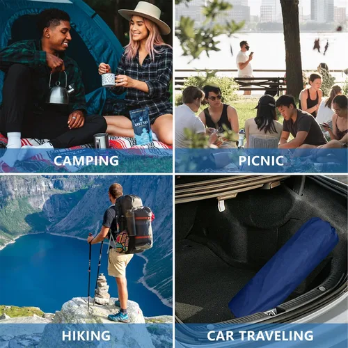 Vista 6 de WILD FUN Almohadilla de dormir doble, colchón de espuma viscoelástica de 2 pulgadas, colchón de campamento para 2 personas con almohada, almohadilla
