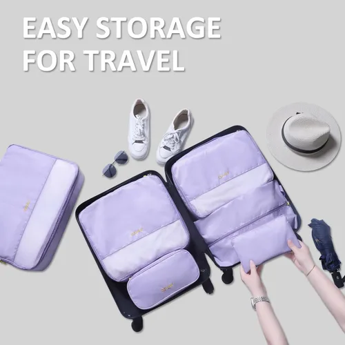 Vista 8 de COVAX Cubos de embalaje para maletas, juego de 5 bolsas organizadoras de equipaje de viaje y cubos de almacenamiento para mujeres y hombres