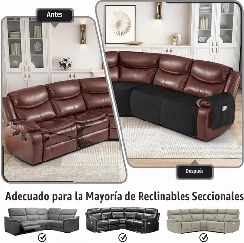 Vista 3 de KinCam Fundas impermeables para sofá modular reclinable, fundas de sofá reclinable de gran tamaño para sofá en forma de L, funda de sofá
