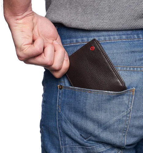 Vista 3 de Alpine Swiss RFID - Cartera de piel con 2 compartimentos para documentos de identidad, con ventana dividida, sección para billetes, en caja