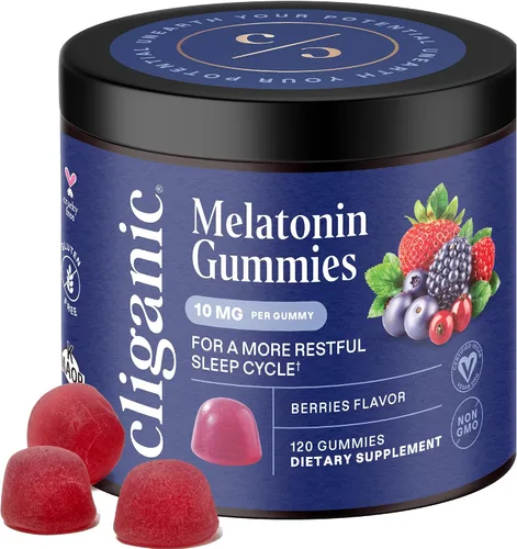 Vista 9 de Cliganic Gomitas de Melatonina (10 mg, Suministro para 60 Días) - Ayuda para Dormir para Adultos, Sabor a Bayas, Vegano, Sin OGM, Kosher, Suplemento