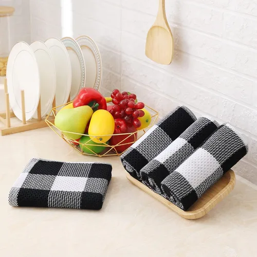 Vista 7 de Homaxy Toallas de cocina de rizo de algodón 100% y toallas de cocina a cuadros, 13 x 28 pulgadas, juego de 8 toallas de cocina súper suaves
