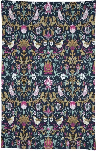 Vista 384 de Mantel Floral Retro de Pájaros, Diseño Original Bohemio William Morris Estampado Cubierta de Mesa para Hogar Picnic Fiesta Comedor Cocina William