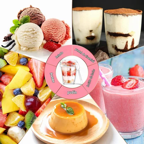 Vista 7 de Sieral - Paquete de 100 tazas de postre de plástico de 5 onzas con tapas, cucharas, transparentes, cuadrados Mini Parfait Cup for Yogurt Fruit