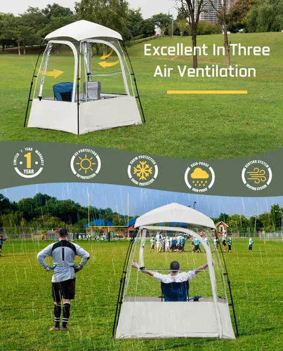 Vista 5 de Pod All Weather Sports Tent, Outdoor Pop Up Bubble Clear 540° View Winter Tent for 1-2 Person, Instant Cold Weather Shelter with Rainfly for Soccer