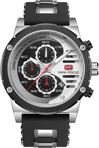 Vista 3 de KXAITO Relojes para hombre, reloj cronógrafo deportivo militar, resistente al agua, correa de cuero de silicona luminosa, relojes casuales