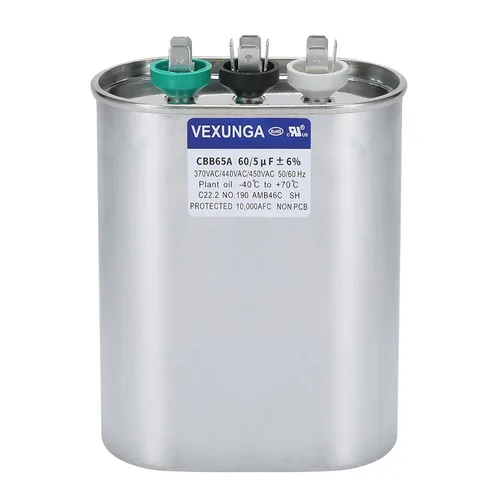 Vista 55 de VEXUNGA Capacitor Dual de Arranque Redondo A/C de 50/5 uF 50+5 MFD 370VAC o 440VAC CBB65 CBB65B Capacitores de Aire Acondicionado para Motor