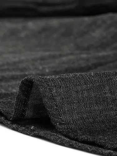 Vista 6 de Allegra K Vestido de mezclilla para mujer con botones plisado acampanado acampanado