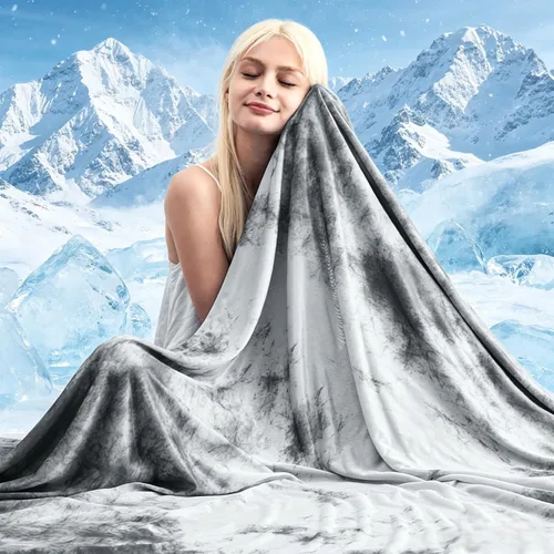 Vista 20 de Marchpower - Manta de enfriamiento para niños que duermen con calor, manta de lana fresca Arc-Chill con diseño de doble cara, fibra de enfriamiento