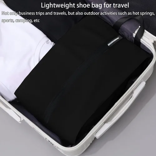 Vista 6 de Bolsa de zapatos para viajes, bolsa de zapatos resistente al agua para gimnasio, bolsa de tacos de fútbol resistente al olor para deporte, Negro