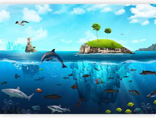 Vista 8 de artgeist Mural de pared premium mundo submarino, 98 x 69 pulgadas, papel tapiz no tejido XXL, decoración de pared de vellón, impresión fotográfica