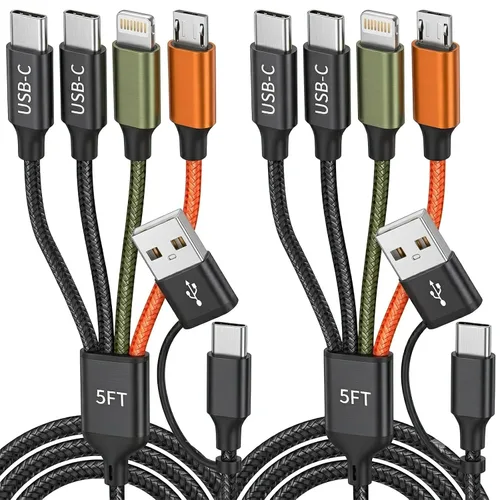 Vista 15 de 3 cables de carga múltiple tipo C + 1 puerto IP 4 en 1 para iPhone 17/14, cables de carga divisores USBC para múltiples dispositivos, accesorios