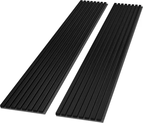 Vista 9 de ROOMTEC Paquete de 2 paneles acústicos de pared de madera maciza, paneles de pared insonorizados de 94.49 x 12.6 pulgadas, paneles de pared de Roble