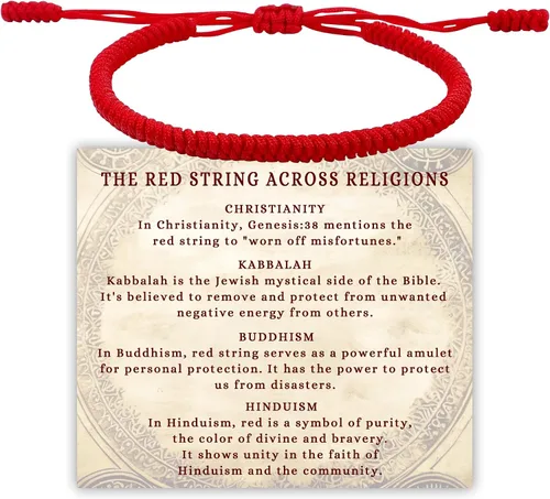 Vista 10 de DAYANEY Pulsera roja para mujer, pulsera de cuerda roja para protección como relleno de calcetines de Navidad, joyas a juego para parejas, regalos