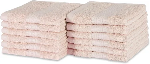 Vista 21 de Amazon Basics Juego de 6 toallas de gran tamaño resistentes a la decoloración, 100% algodón, altamente absorbentes, suaves, color verde azulado, 2