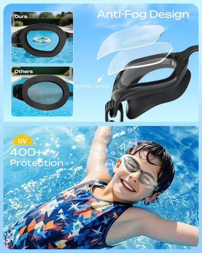 Vista 4 de OLANRUN Swim Goggles for Kids 6-14, Anti-Fog UV Protection Kids Goggles, Leakproof Pool Swimming Goggles for Youth Boys Girls
