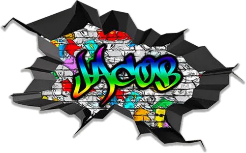 Vista 18 de Calcomanía de pared con nombre personalizado, graffiti 3D Arte personalizado vinilo decorativo adhesivo Removible Despegar y pegar Borde