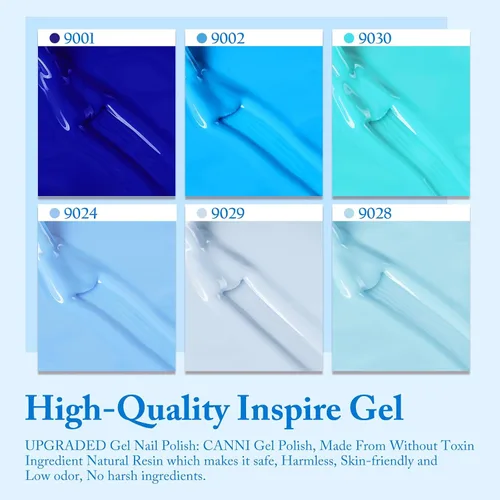 Vista 6 de CANNI - Juego de esmalte de uñas en gel azul de 6 colores 9ML Baby Royal Light Blue – Esmalte de uñas en gel inspirado en el océano Acuario