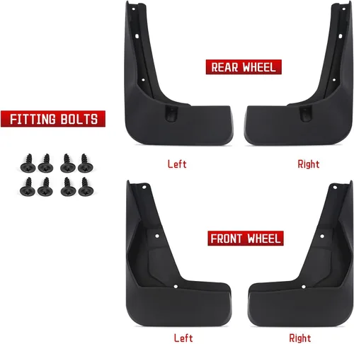 Vista 4 de Xotic Tech - Juego completo de 4 protectores contra salpicaduras para guardabarros delanteros y traseros con accesorios de hardware, compatible