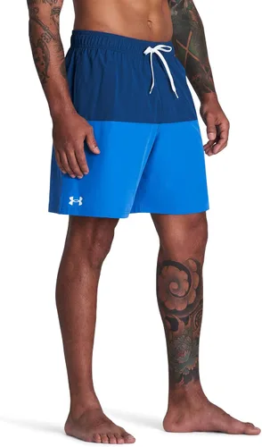 Vista 4 de Under Armour Traje de baño estándar para hombre, pantalones cortos con cierre de cordón y cintura elástica