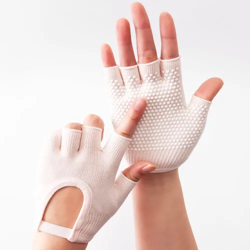 Vista 2 de Guantes de yoga antideslizantes sin dedos, ideales para pilates, barras, yoga de aire y entrenamientos de fitness, tela transpirable con agarre