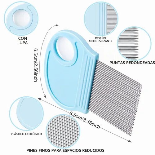 Vista 2 de 6 piezas de liendres para eliminar piojos en la cabeza, peine de pelo