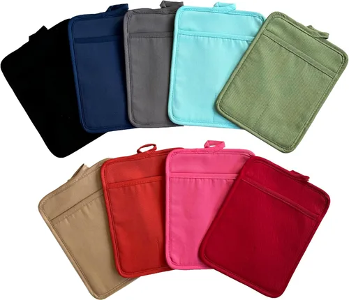 Vista 6 de Oven Pot Holder with Pocket Cotton Heat Resistant Coaster Potholder Kitchen Hot Pad Oven Mitts for Cooking and Baking Square 7"x9" (Aqua, Silicone)