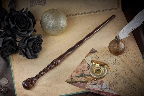 Vista 6 de Handicraftviet Varita de calavera – Veta de madera real hecha a mano, varita mágica de mago para adultos y niños a una aventura mágica, 15 pulgadas