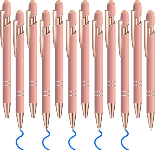 Vista 14 de 12 bolígrafos de tinta azul con punta de lápiz capacitivo, bolígrafo de metal de 0.039 pulgadas para pantallas táctiles, 2 en 1, regalo para amigos