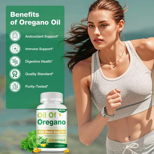 Vista 3 de Aceite de orégano con aceite de semilla negra – 400 cápsulas de aceite de orégano orgánico, apoyo inmunológico y digestivo, apoyo antioxidante, a