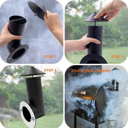 Vista 4 de Parrilla de pellets para chimenea de humo, kit de tubo de humo de repuesto para Pit Boss, Traeger, parrillas de madera de chef de campamento