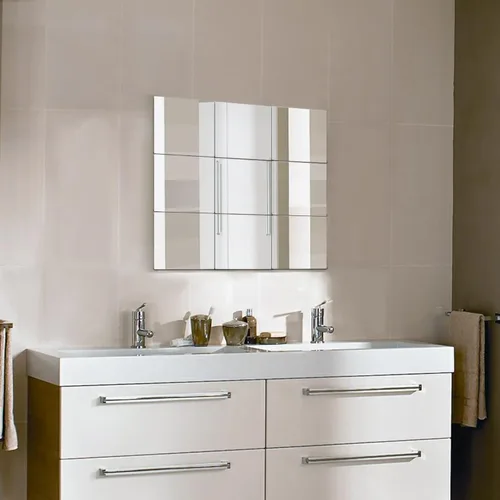 Vista 3 de HERCHR Hojas de espejo flexibles, 25 piezas de azulejos de espejo de plástico autoadhesivos, decoración de espejo cuadrado, calcomanías de pared
