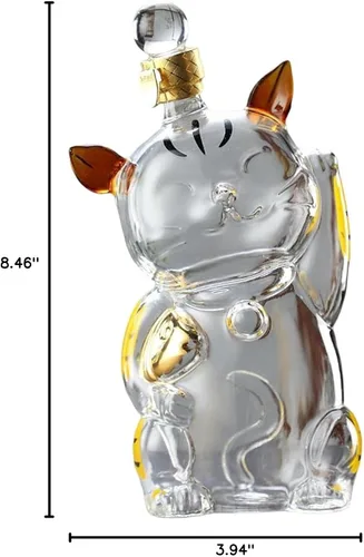 Vista 8 de Decantador de vidrio de 33.8 fl oz con diseño único en forma de gato y tapón hermético