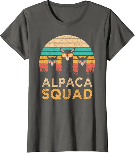 Vista 10 de Divertidas gafas de sol de escuadrón de alpaca Cool Alpacas Vintage Gift T-Shirt, Negro, S