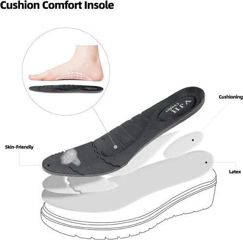 Vista 3 de VJH confort Mocasines de mujer con punta redonda para caminar cómodos, con soporte de arco (negro, 9), Negro