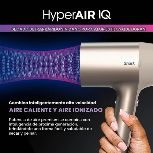 Vista 3 de Shark HD112BRN HyperAIR - Secador de pelo de soplado rápido iónico con concentrador 2 en 1 y accesorios de peinado, preajustes automáticos, cepillo