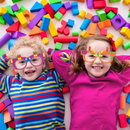 Vista 5 de Fowecelt 12 piezas de ladrillos de construcción de bloques de construcción para niños, suministros de regalos de fiesta de cumpleaños