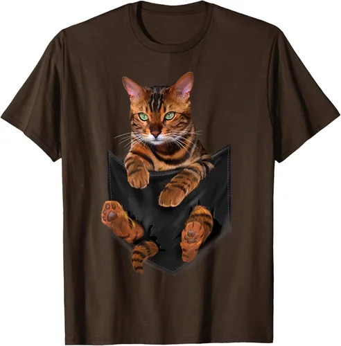 Vista 53 de Camiseta de bolsillo con estampado de tigre y gato Negro
