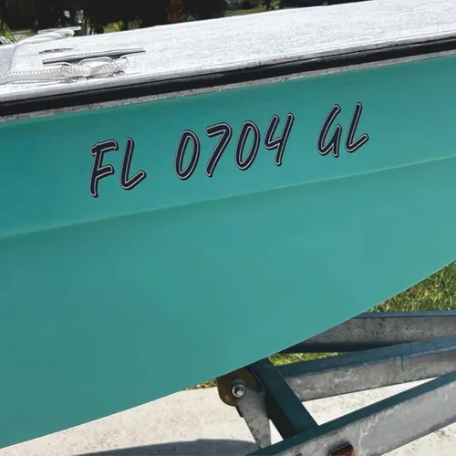 Vista 6 de Números y letras de registro de barco personalizados/2 juegos/calcomanías de identificación de casco marino de vinilo X2 GR Vinilo de liberación