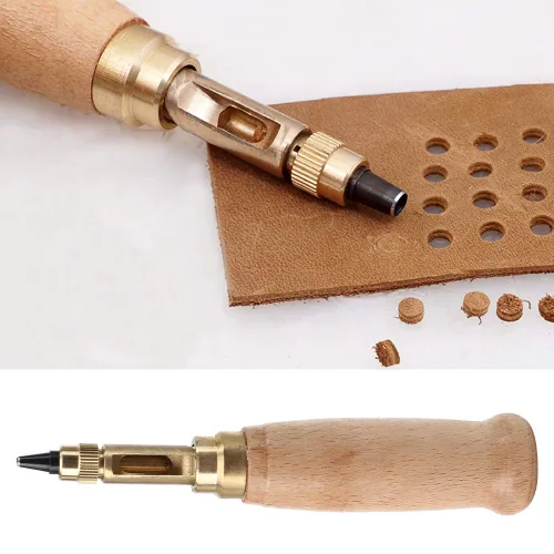 Vista 3 de Herramienta automática de perforación de cuero 6 en 1, perforadora de agujero de tornillo ajustable para encuadernación, costura, manualidades