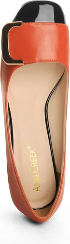 Vista 3 de ANN CREEK Zapatos de tacón bajo para mujer, zapatos de oficina elegantes de dos tonos, punta cuadrada, tacón grueso de 2.4 pulgadas, sin cordones