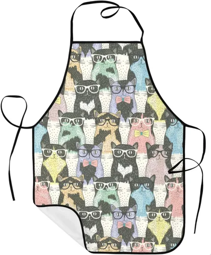 Vista 23 de Sigouyinei Delantales para mujeres con bolsillos, delantal para hombres, delantal adecuado para chefs camareros, técnicos de uñas para hornear
