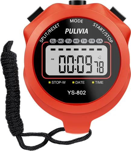Vista 10 de Stopwatch Timer Lap Split Digital Stopwatch with Clock Calendar Alarm, Large Display Stop Watch for Sports Kids Coaches Swimming Running