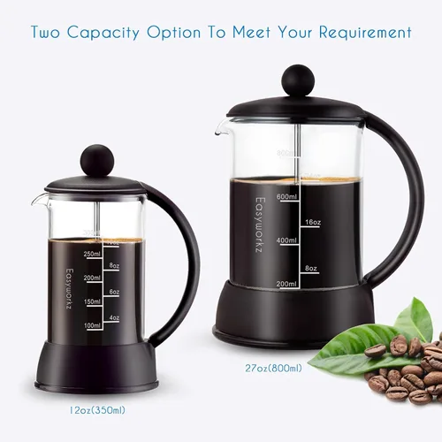 Vista 7 de Easyworkz Eclipse French Press Cafetera de 12 onzas con vidrio de borosilicato
